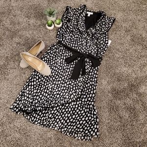 NWT Dressbarn Black &White Polk Dot Surplice Dress